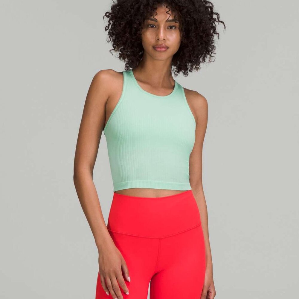 Lululemon Ebb to Street Cropped Racerback Tank Top Wild Mint